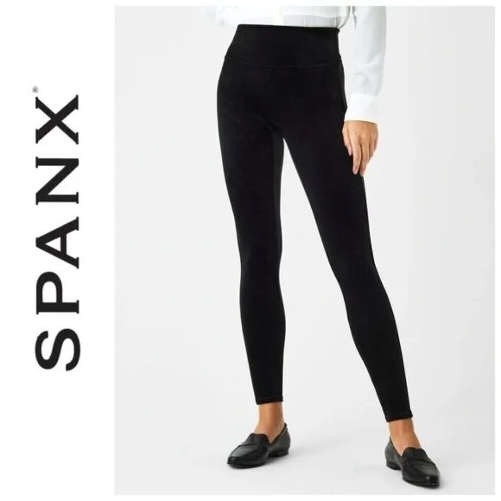 Spanx Black Velvet‎ High Rise Leggings Size L
